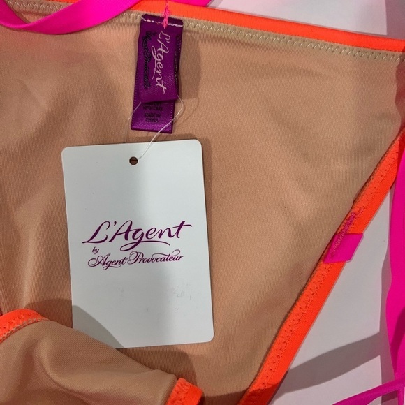 L'Agent by Agent Provocateur Eleena Orange Pink Strappy Bathing Suit Bottom - Picture 6 of 8